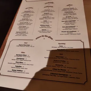 Cocktail menu