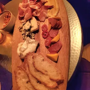 Cheese and ham board with the fixins