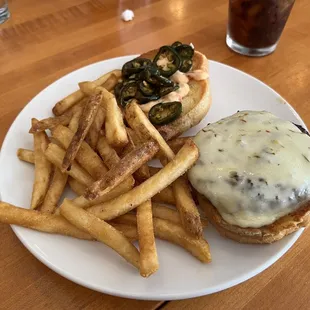 Burger with jalapeños