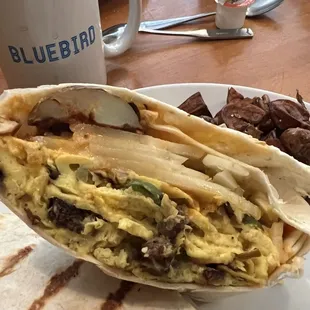 Burrito for breakfast at Bluebird Cafe yes please!