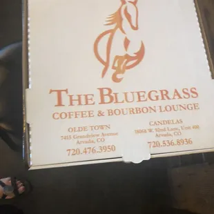 Pizza box with contact info