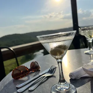 Gin martini and a margarita on the deck at sunset.   Food was great too - steak salad - I forgot to snap it.