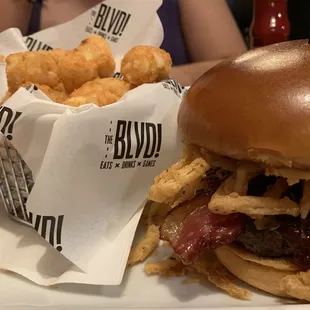 The Haggard Burger and tots