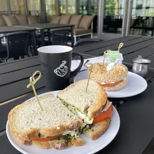 Healthy Egg Sandwich and Smoked Salmon Sandwich