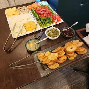 a table with a variety of appetizers