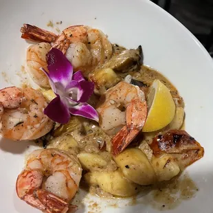 Shrimp with gnocchi