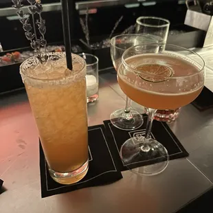 two cocktails on the bar