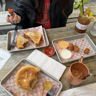 Reuben Sandwich, Tater Tots, Pulled Pork Sando