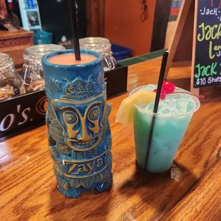 Strawberry colada and Alcohol free Blue Hawaiian