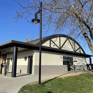 the front of the building