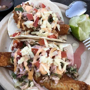 Fried walleye tacos. The filling of which was the only highlight