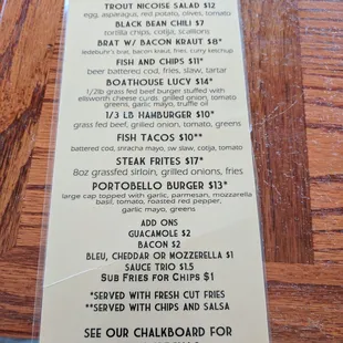 Great menu. Large drink selection on back.