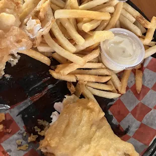 Half eaten fish basket
