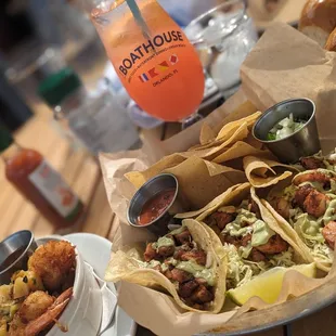 Hand Breaded Coconut Shrimp Grilled Mahi Tacos*
