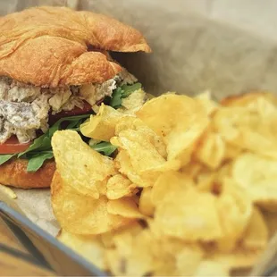 Chicken salad, croissant sandwich