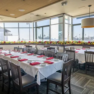 Private event space for large parties overlooking the waterfront in Long Beach