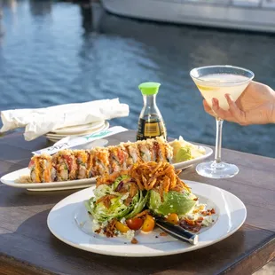 Sushi, salad, and a pear martini. With the Alamitos Bay in the background? Count me in