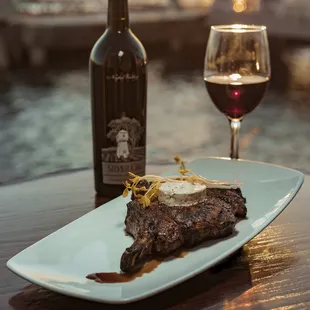 Ribeye Steak dinner with Red Wine