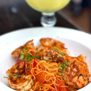 Angel Hair Blackened Shrimp Pasta