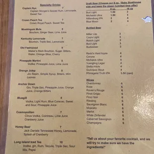 Drink list