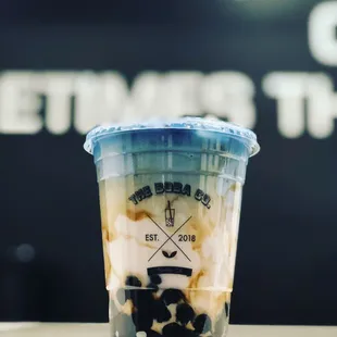 Taro milk w/ butterfly top