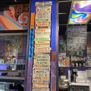 the menus on the wall