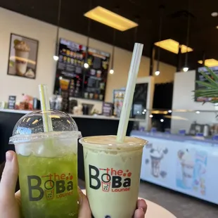 two boba drinks
