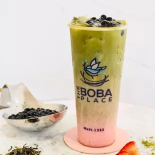 Strawberry Matcha Milk Tea