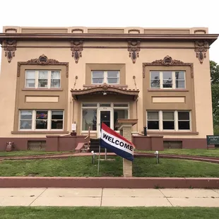 the front of the building