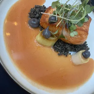 Squid ink quinoa &amp; salmon