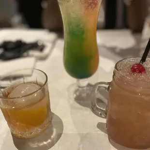 two cocktails on a table