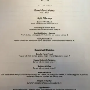 Breakfast Menu August 2015