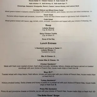 Lunch Menu August 2015