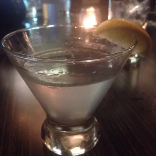 This is a Getty cocktail with gin and lavender...not too bad but they could use a glassware update