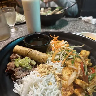 a plate of asian food