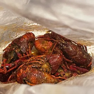 a pile of cooked crabs