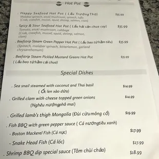 the menu