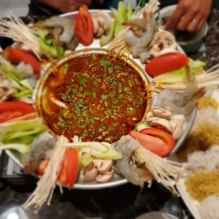 Spicy &amp; Sour Seafood Hot Pot