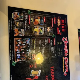 the menu of the restaurant