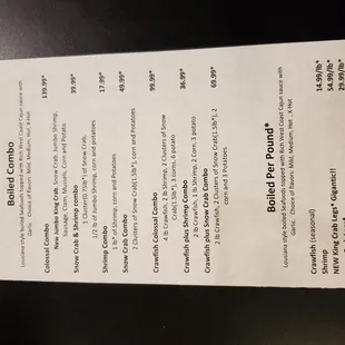 Updated Menu (front)