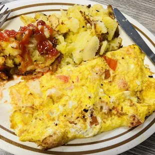 Crab Omelet, American Fries