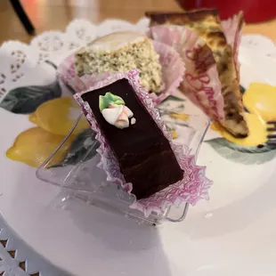 Dessert from the tea tray (brownie).