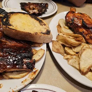 3/4 slab bbq ribs and 1/2 bbq chicken