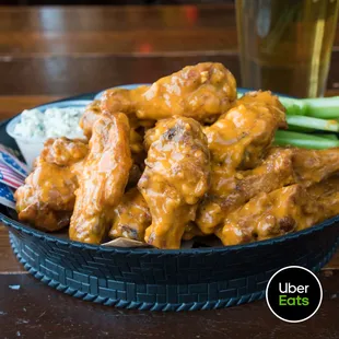 a bowl of buffalo wings