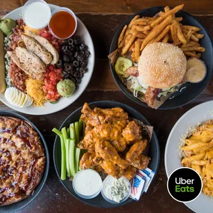 three plates of food