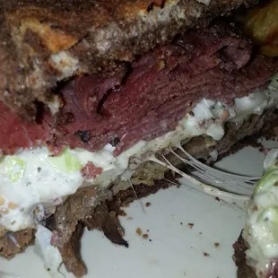 Pastrami and prime rib sandwich