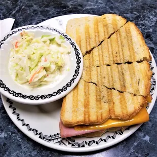 Harvest Ham Panini and cole slaw