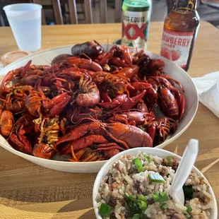 3 lbs of crawfish and Dirty Rice