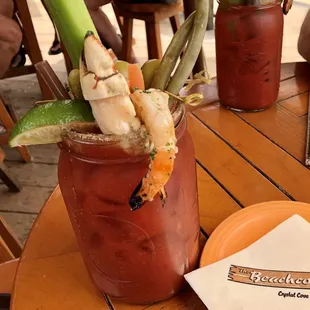 Big Bad Bloody Mary. Shrimp and crab claw too! $21 and worth it! Worth the trip.