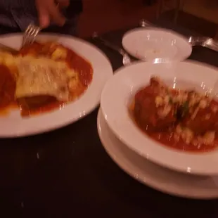 Eggplant Parmigiano and side of meatballs..